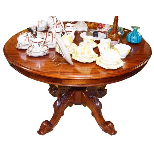 260 - A Very Nice Circular Mahogany Breakfast Table, Carved Pedestal