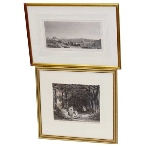 109 - A Nice Black and White Etching 'The Lower Lake Kilarney' and a Black and White Etching 'The Stepping... 