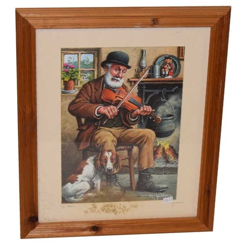 14 - A Pine Framed Print 'On the Fiddle'- Roy Wallace