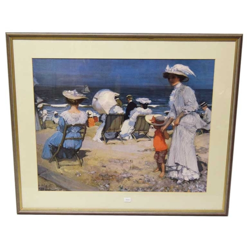 28 - A Nicely Framed Print 'Sur La Plage' - Charles Hoff Bauer