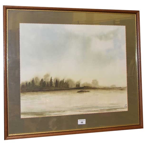 32 - A Watercolour 'Lakescene' - Chris Lyons