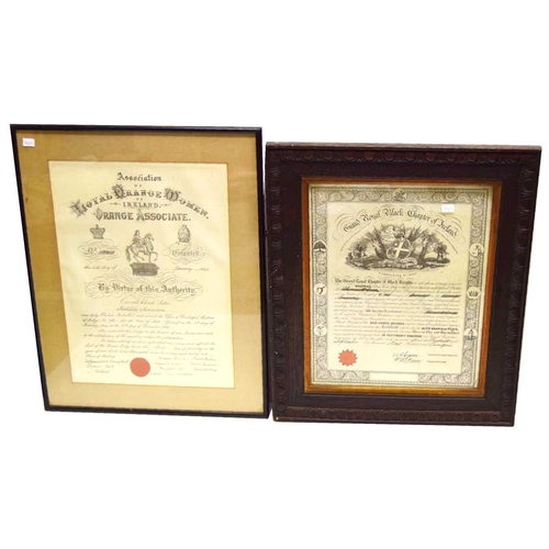 58 - A Black Chapter and a Loyal Orange Framed Certificate