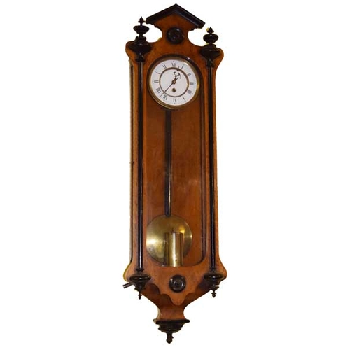 55 - A Nice Slimline Mahogany Cased Single Weight Vienna Wall Clock