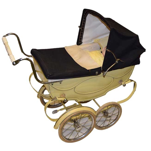 61 - A Superb Antique Child's Silvercross Pram and Doll