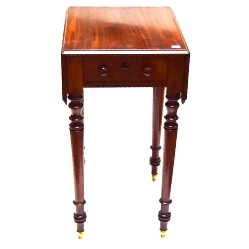 102 - A Small Victorian Mahogany Drop Leaf Table, Centre Drawer