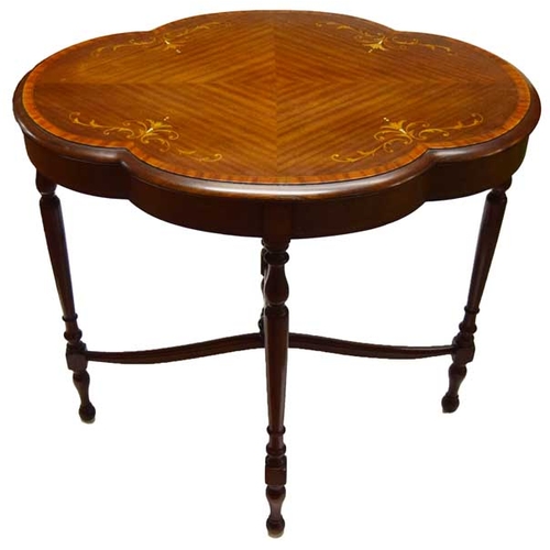 107 - A Very Nice Inlaid Edwardian Mahogany Shaped Side Ocassional Table