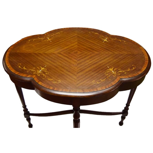 107 - A Very Nice Inlaid Edwardian Mahogany Shaped Side Ocassional Table