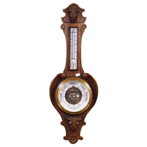 109 - A Very Nice Large Victorian Oak Cased Aneroid Barometer - R McDowell, Belfast