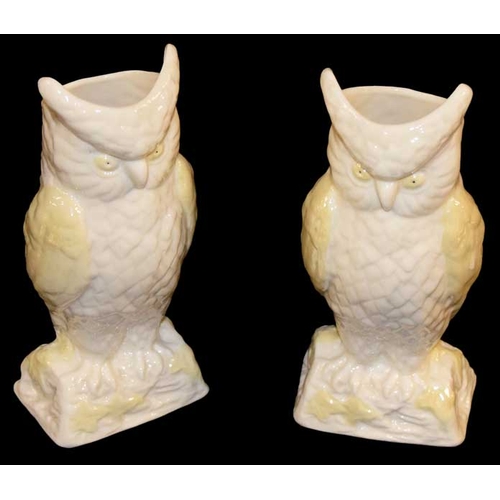 118 - A Pair of Belleek Owls