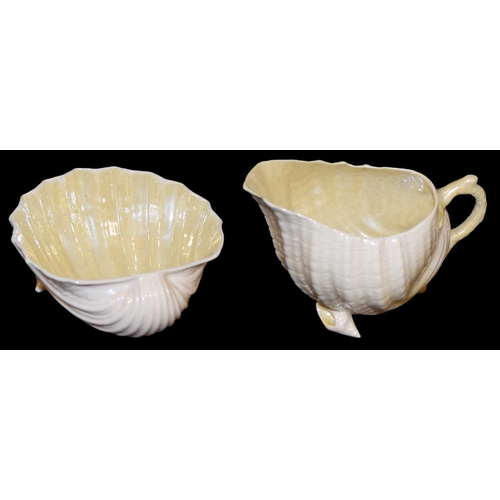 124 - A 2nd Period Belleek Shell Dish and a Similar 2nd Period Belleek Small Jug