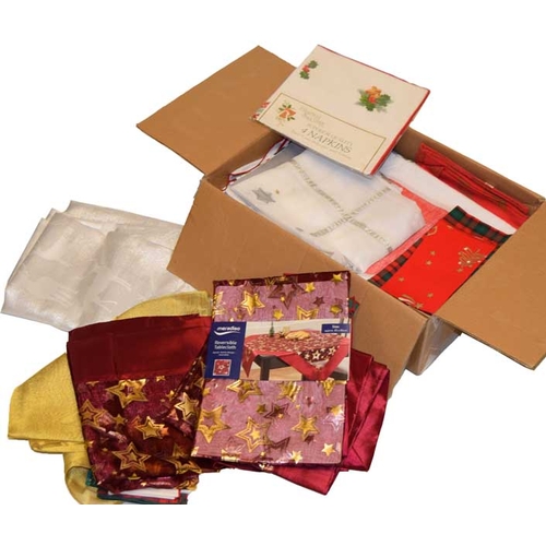 209 - A Lot of Christmas Tablecloths and Other Linen