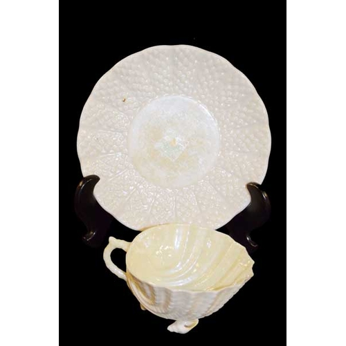 273 - A 2nd Period Belleek Shell Cup and A 2nd Period Belleek Dish