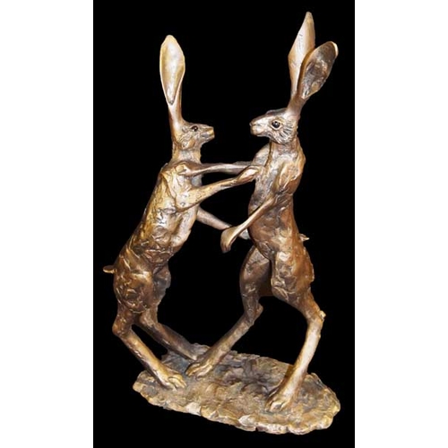 320 - A Frith Bronzed Sculpture 'Boxing Hares' 17