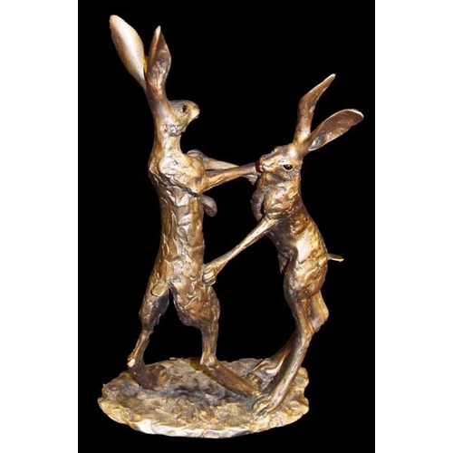 320 - A Frith Bronzed Sculpture 'Boxing Hares' 17