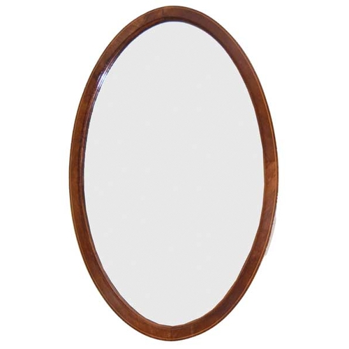 111 - An Inlaid Mahogany Bevelled Glass Oval Wall Mirror