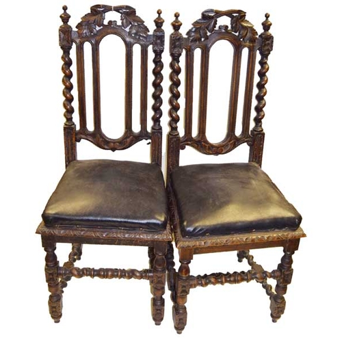 21 - A Pair of Victorian Oak Hall Chairs