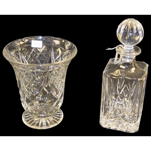 37 - A Crystal Decanter and a Footed Vase