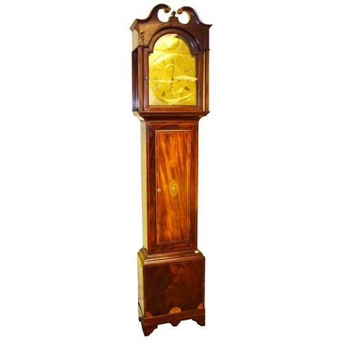 50 - A Very Nice Inlaid Mahogany Longcase Clock, Brass Arch Top Dial