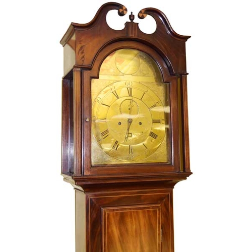 50 - A Very Nice Inlaid Mahogany Longcase Clock, Brass Arch Top Dial