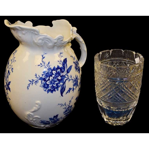 66 - A Crystal Glass Vase and A Large Water Jug a/f