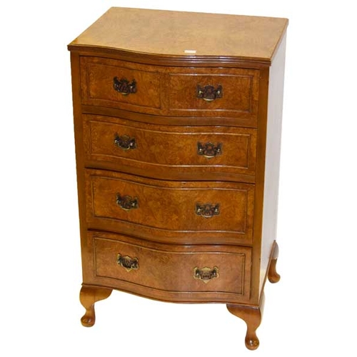 72 - A Very Nice Walnut Shaped Front Chest of Four Drawers