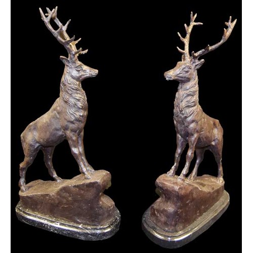 60 - A Pair of Bronze Stags