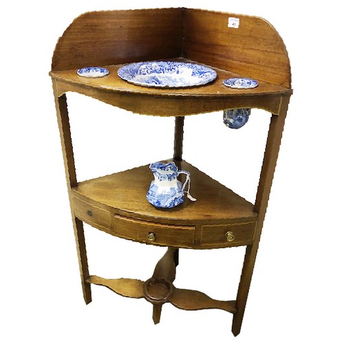 40 - A Nice Mahogany Corner Washstand complete with spode bowl, jug etc (previously 224)