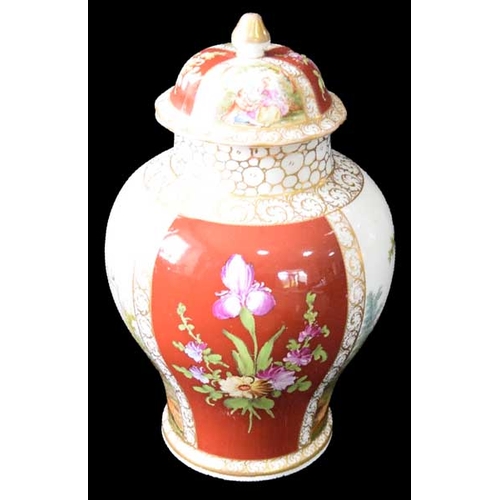 54 - A Large Dresden Lidded Vase