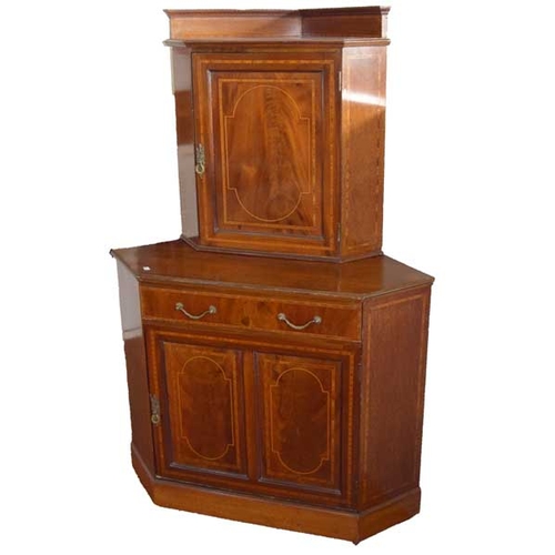 80 - An Inlaid Mahogany Corner Cupboard