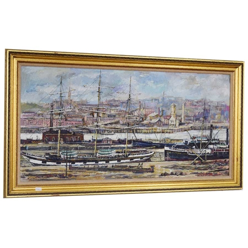 95 - An Oil on Canvas ' Shipping on the Clyde' - Robin Miller