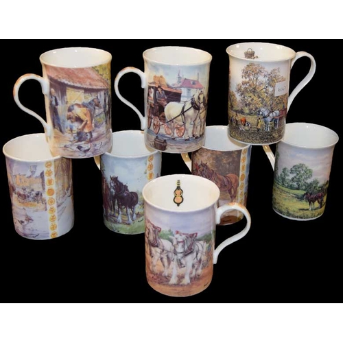 1 - A Nice Set of 8 'Days On The Farm' Bone China Mugs