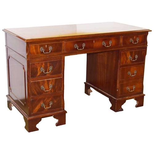 195 - A Nice Inlaid Mahogany Double Pedestal Writing Desk