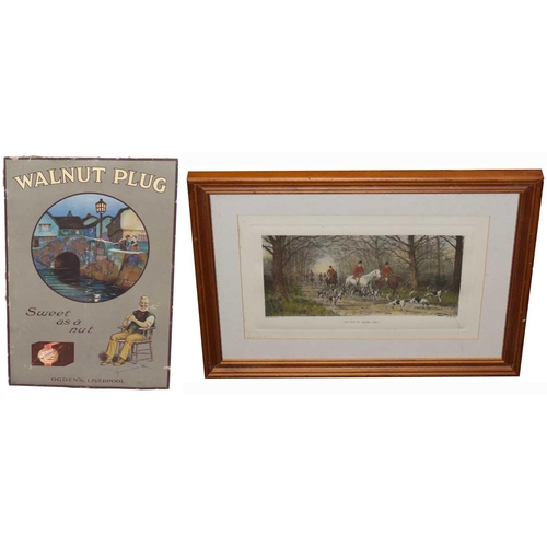 360 - A Walnut Plug Advertisement and A Hunting Print 'After a Good Day'