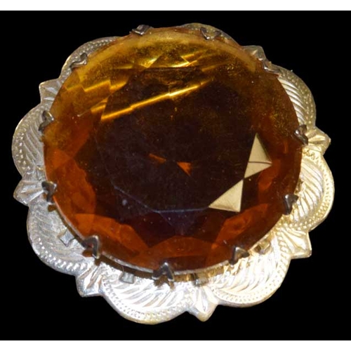 A Large Scottish Silver Brooch Set With A Very Large Cairngorn