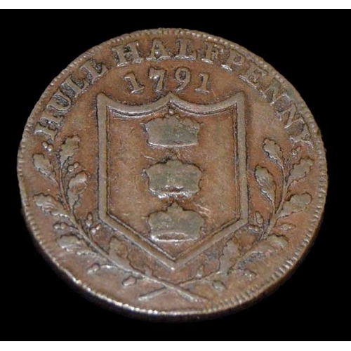 532 - A 1791 King William III Hull Half Penny Token Coin