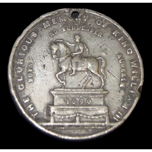 533 - An Early Orange Order Medal in White Metal Depicting King William III