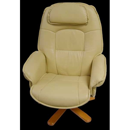 55 - A Good Leather Swivel Armchair