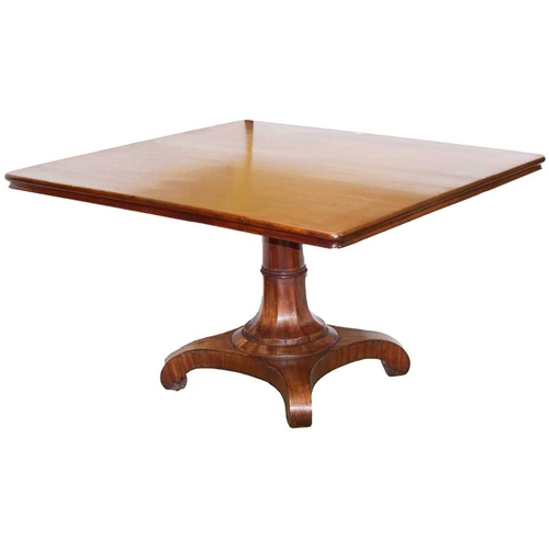 71 - A Victorian Mahogany Square Top Breakfast Table on Centre Pedestal