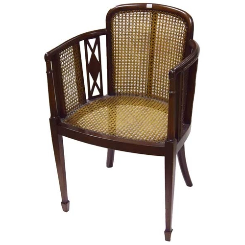 312 - A Mahogany Framed Berger Covered Armchair