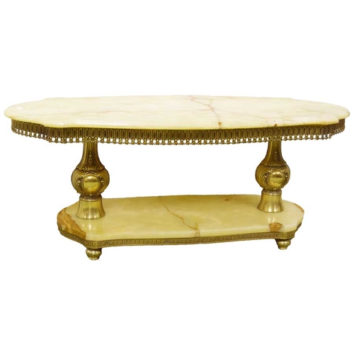 315 - A Very Good Gilted Metal and Onyx Coffee Table