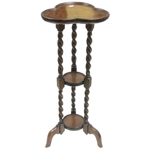 348 - A Mahogany Plantstand,Twisted Columns