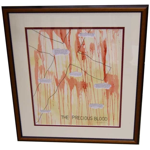 378 - A Watercolour and Text 'The Precious Blood' - Miles Gaythwaite