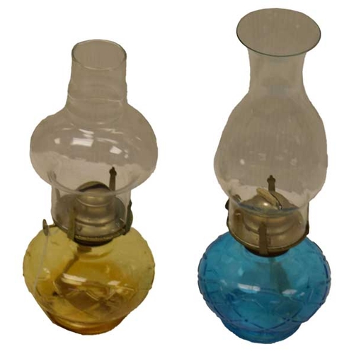 479 - Two Coloured Based Oil Lamps