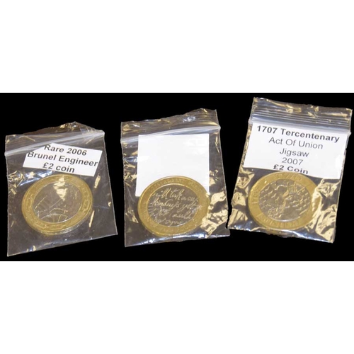 525 - A Lot of Three Collectible �2.00 Coins, Robert Burns, Active Union etc