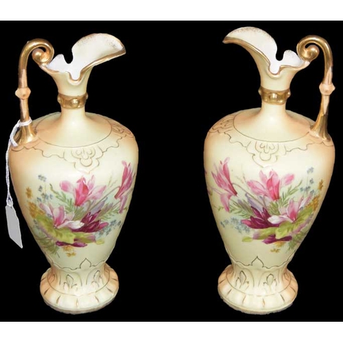 241 - A Very Nice Pair of Austrian Hand Painted and Decorated Jugs