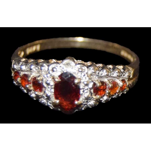 513 - A 9ct Gold Diamond and Garnet Ring