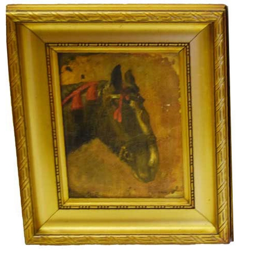 131 - An Early Oil Painting of a Horses Head