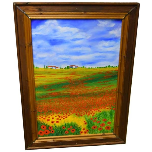 167 - A Large Oil Painting 'Poppy Field'