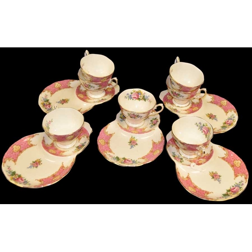 267 - A Nice Set of Eight Royal Albert 'Lady Carlisle' TV Cups and Plates