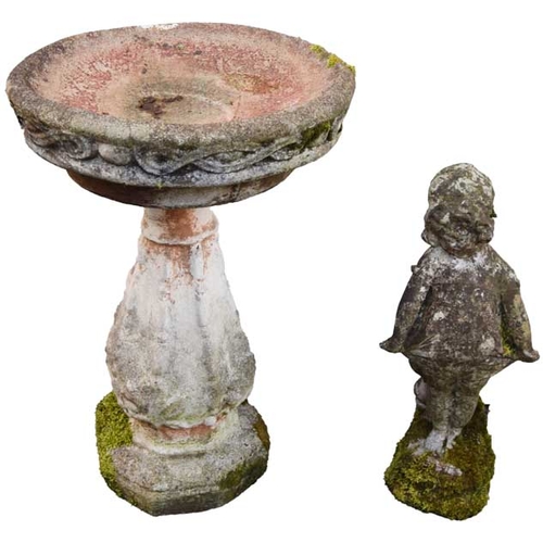 7 - A Nice Circular Bird Bath and a Figurine of a Child